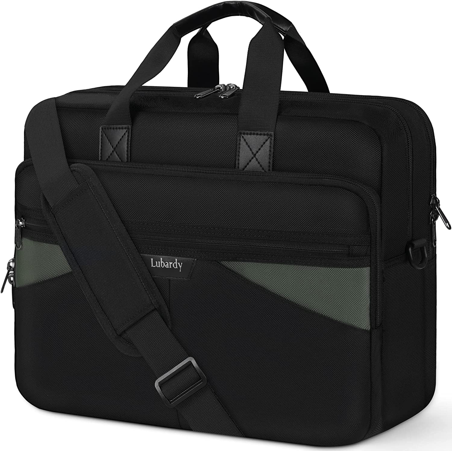 230816072947764_1 Laptop Bag 17.3 Inch Laptop Briefcase Large Laptop Case Waterproof Business Computer Bag Adjustable Shoulder Messenger Bag for Men Women, Black - Image 1